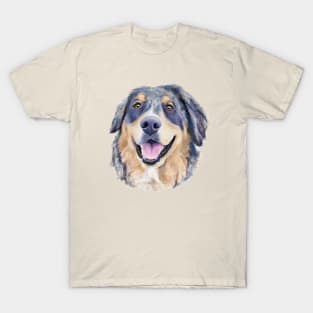 Berne Aussie Dog Watercolor Illustration T-Shirt